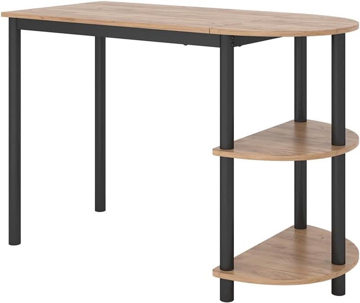 Bar tafel - Keukentafel - Gezellig borrelen - Open opbergvakken - 110 x 50 cm - Eiken Goud/Zwart