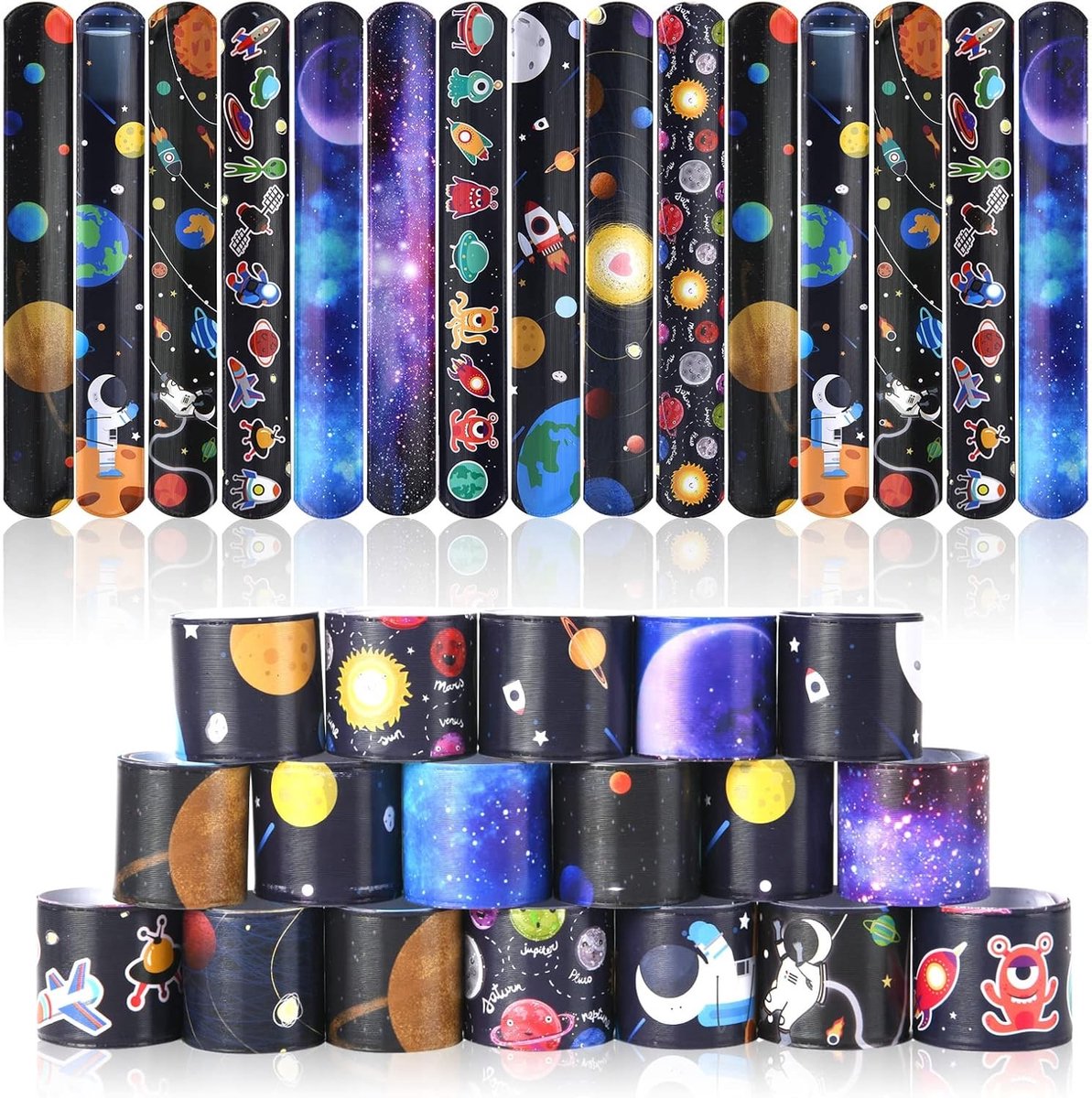 Kleurrijke Click Armbanden voor Kinderen, Dieren, Ruimte, Dinosaurus, Eenhoorn en Zeemeermin, Vouwbare Armbanden voor Verjaardagscadeaus en Feestjes, Geschikt voor Jongens en Meisjes