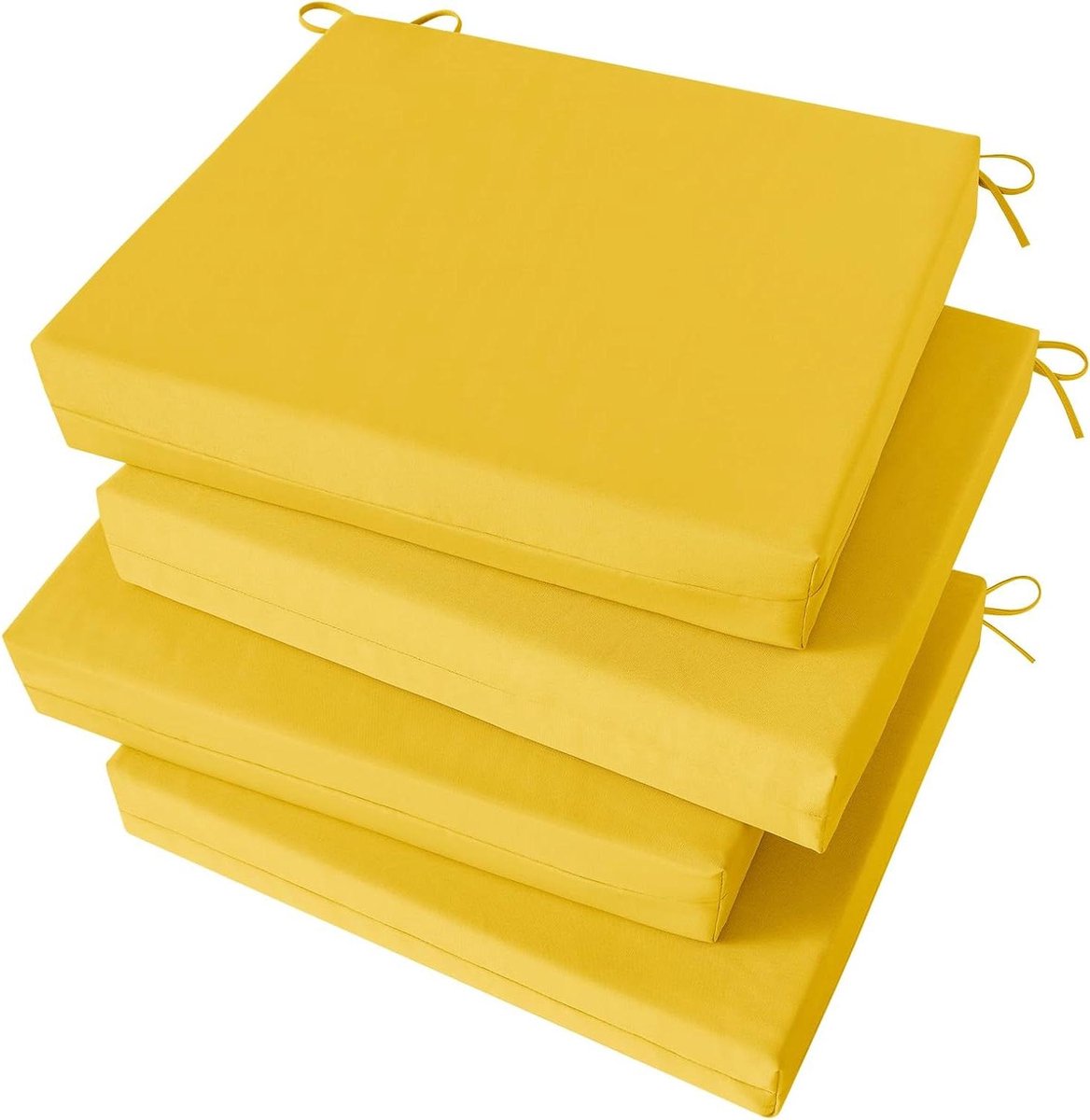 Tuinstoelkussens Set - Buitenkussens Terras - Comfortabel Zitten - Waterafstotend Polyester - 4 stuks 47x40cm - Geel