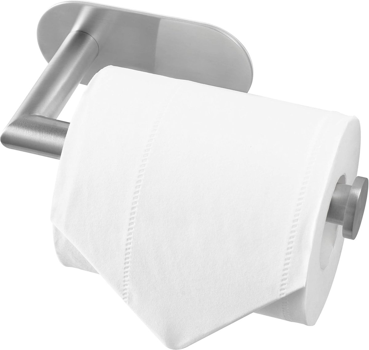 Toiletpapierhouder zonder boren van geborsteld RVS, ideaal voor badkamer en keuken, eenvoudig te installeren