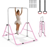 NAIZY Rekstok voor Thuis - in Hoogte Verstelbaar Gymnastiekrek - Opvouwbaar met 2 Gymnastiekringen - Binnen Gymnastiektoestel voor Training