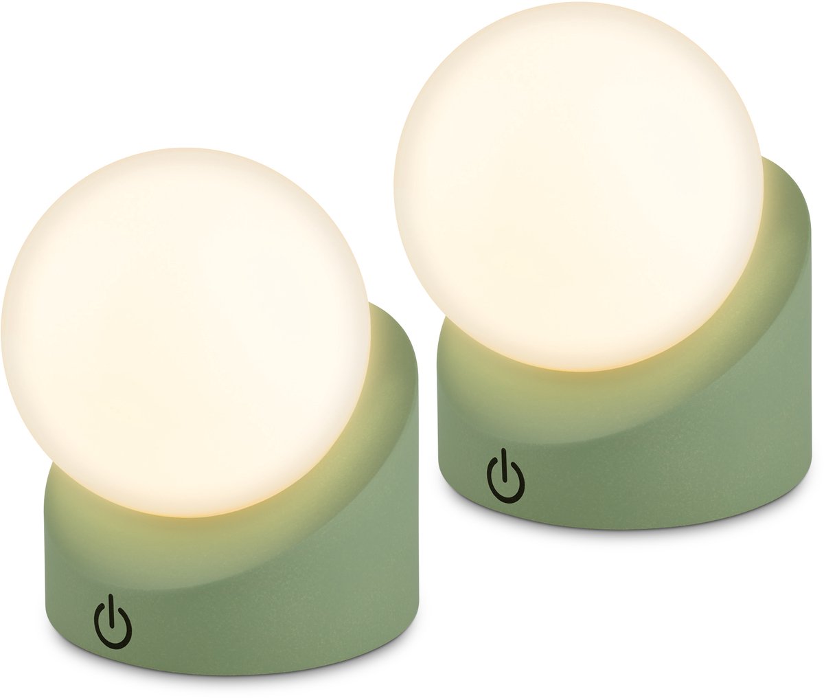 BRILONER Sora - Set van 2 Tafellampen oplaadbaar - warm wit licht - dimbaar - voor binnen en buiten - 10 x 8 x 9 cm - groen