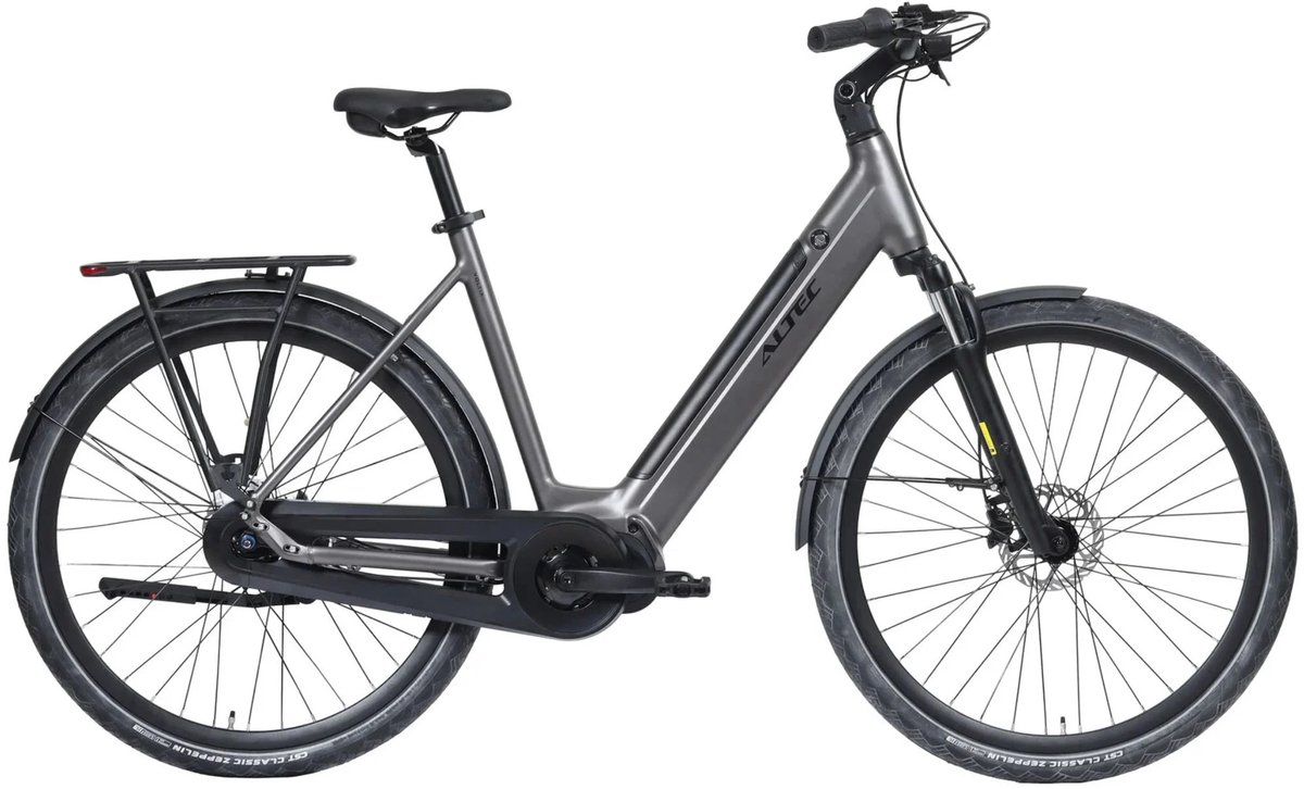 Altec Voltix - Elektrische Stadsfiets - Elektrische Damesfiets - 7 versnellingen - Middenmotor - Hydraulische schijfremmen - 28 inch - 55 cm - Grijs