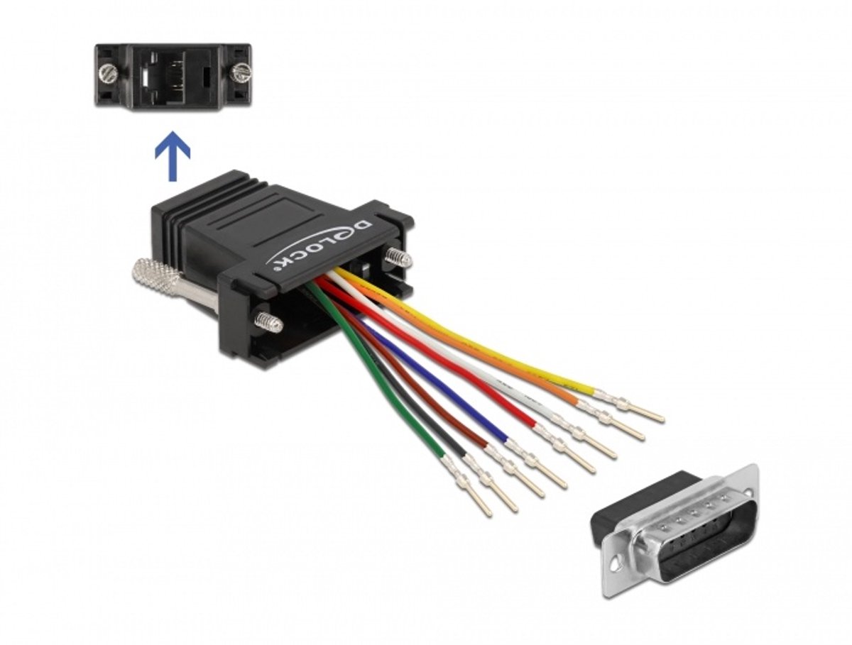 Delock D-Sub 15 pin male to RJ45 female Assembly Kit black