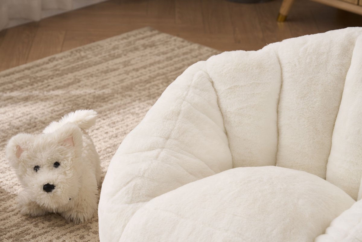 HAUSS SPOLE Zitzak - Kinder Zitzak Met Rugleuning - Zacht Pluche Design Met Ergonomische Steun - Voor Speelkamer En Leeshoek - Beige
