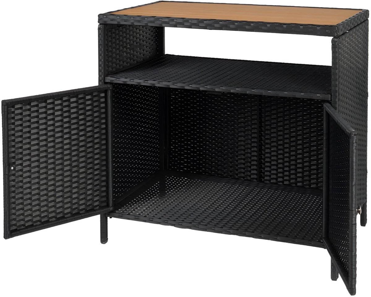 Buiten Bar Tafel met Opbergruimte - Rotan en Metaal - voor tuin, patio en zwembad - Groot