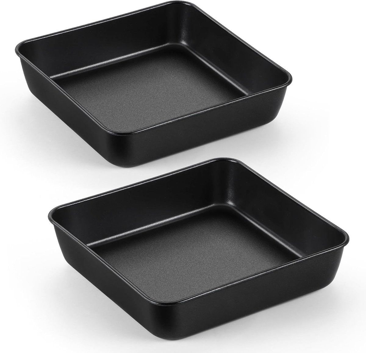 Set van 2 Vierkante Bakvormen van RVS met Antiaanbaklaag 21 x 21 x 5 cm, Ideaal voor Taart, Brownies en Lasagne, Gezond en Duurzaam, Makkelijk Schoon te Maken