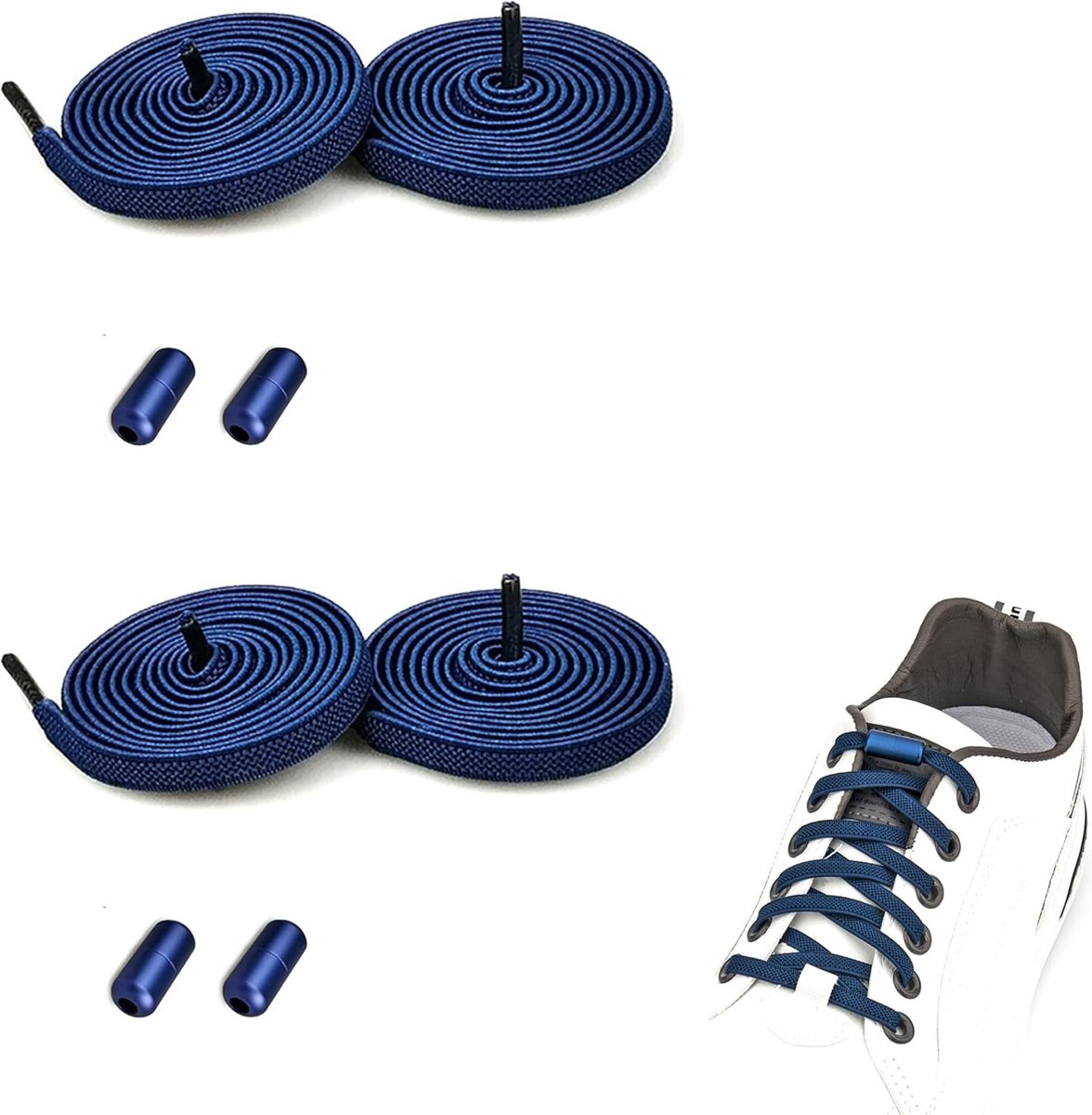Verstelbare elastische veters met metalen capsules, veters zonder knopen, ideaal voor sport- en vrijetijdsschoenen