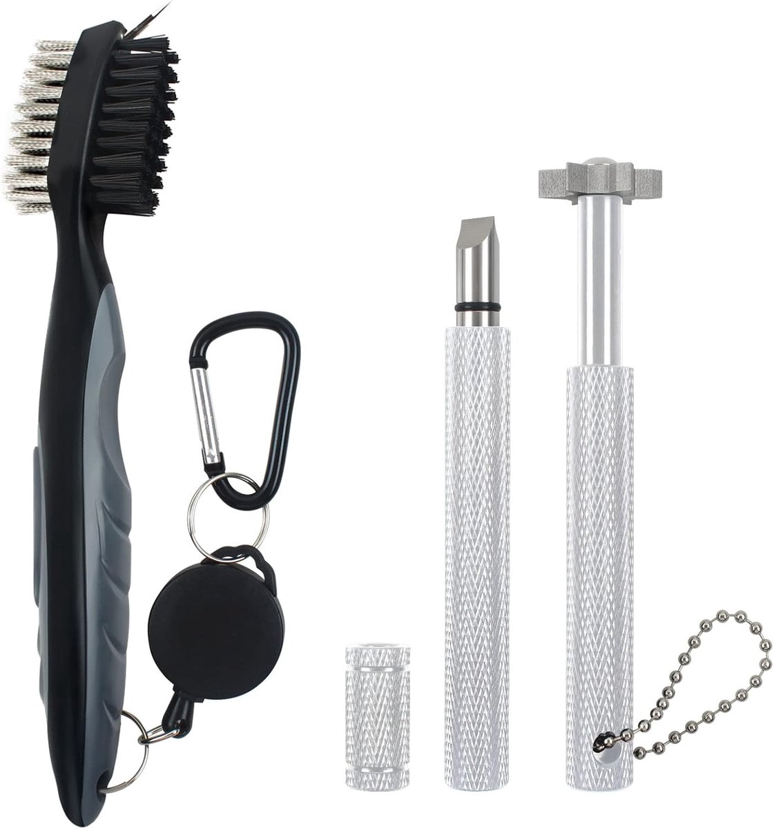 Professionele Golfclub Reinigingsset met Retractable Borstel en 2 Groef Slijptools voor Optimale Prestaties van Golfijzers