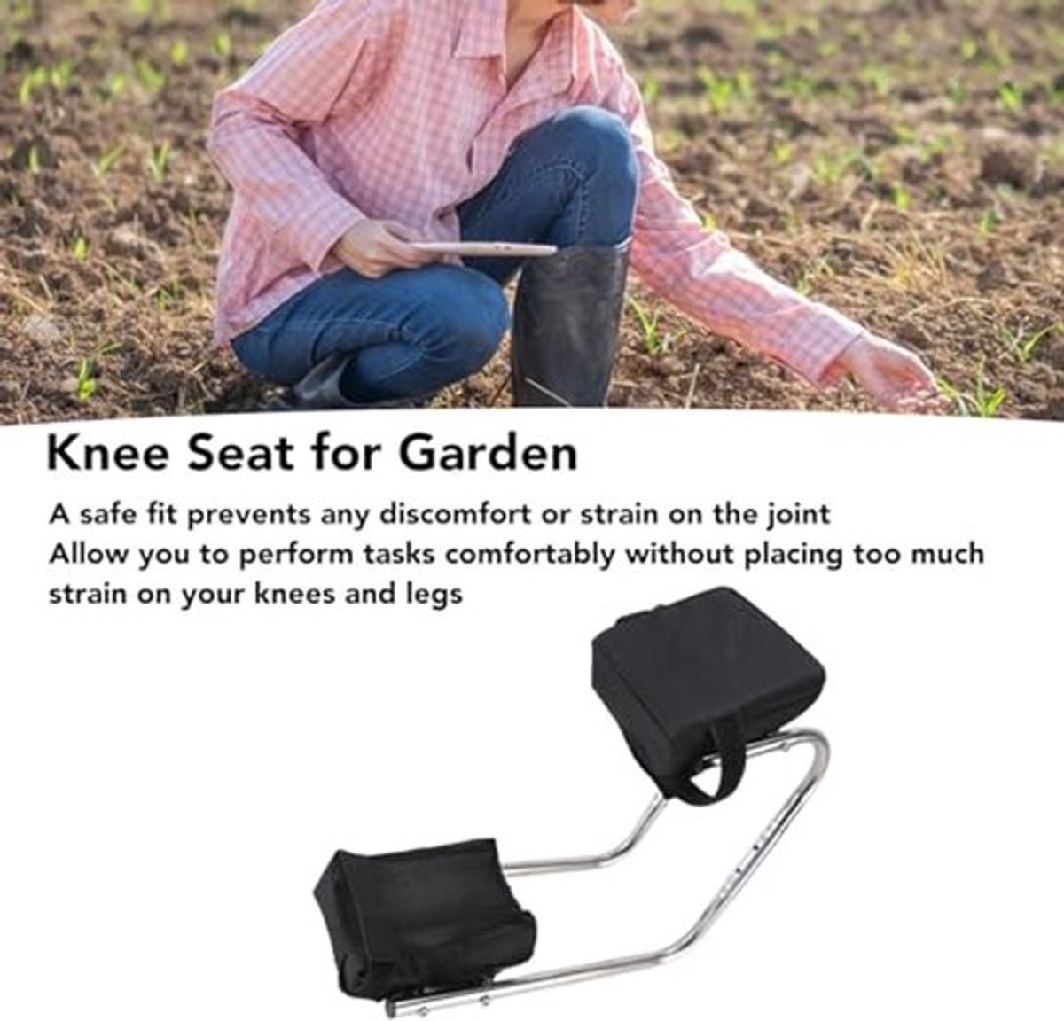 Tuinkneeler en Zitplaats, RVS Ergonomische Enkel Knie Zitbeugel voor Tuinwerk, Tuinkneelers voor Senioren, Stevige Tuingereedschappen voor Tuinders