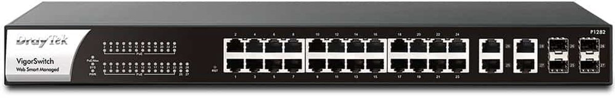 DrayTek VigorSwitch P1282 24 Poorts PoE+ Gigabit Switch