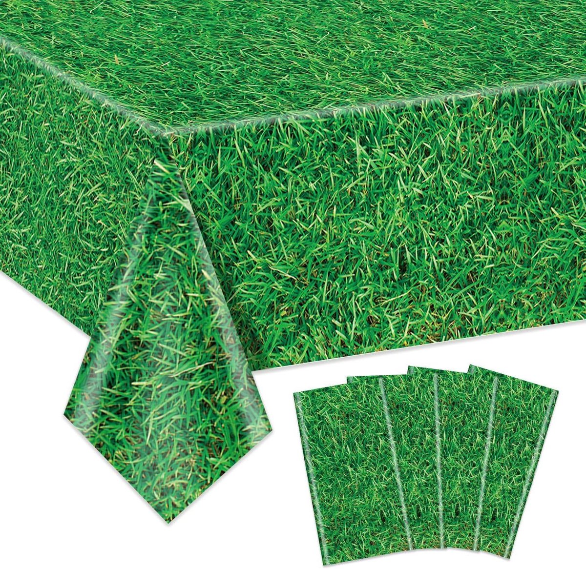 Tafelkleden Gras - Kunstgras Tafeldecoratie - Themafeesten Organiseren - Realistisch Graspatroon - 130x220cm - Groen
