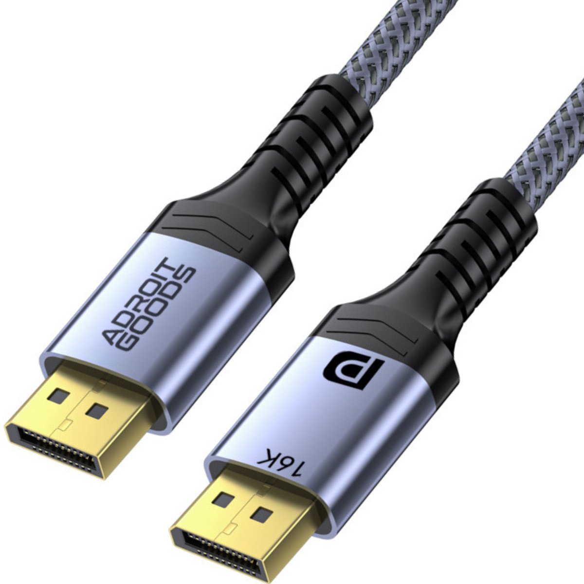 AdroitGoods DisplayPort 2.1 kabel 16K 4K240Hz high speed gaming kabel ultra high bandwidth 80Gbps HDR premium gevlochten stabiele verbinding 2 m