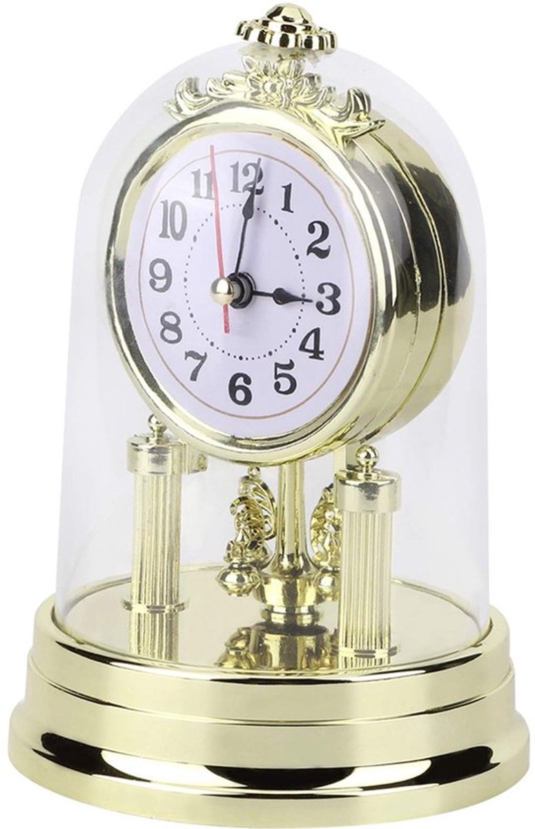 Europese retro-stijl woonkamer stille klok 11x17cm gouden haard klokken batterij-aangedreven vintage klok decoratief voor woonkamer slaapkamer kantoor (goud)