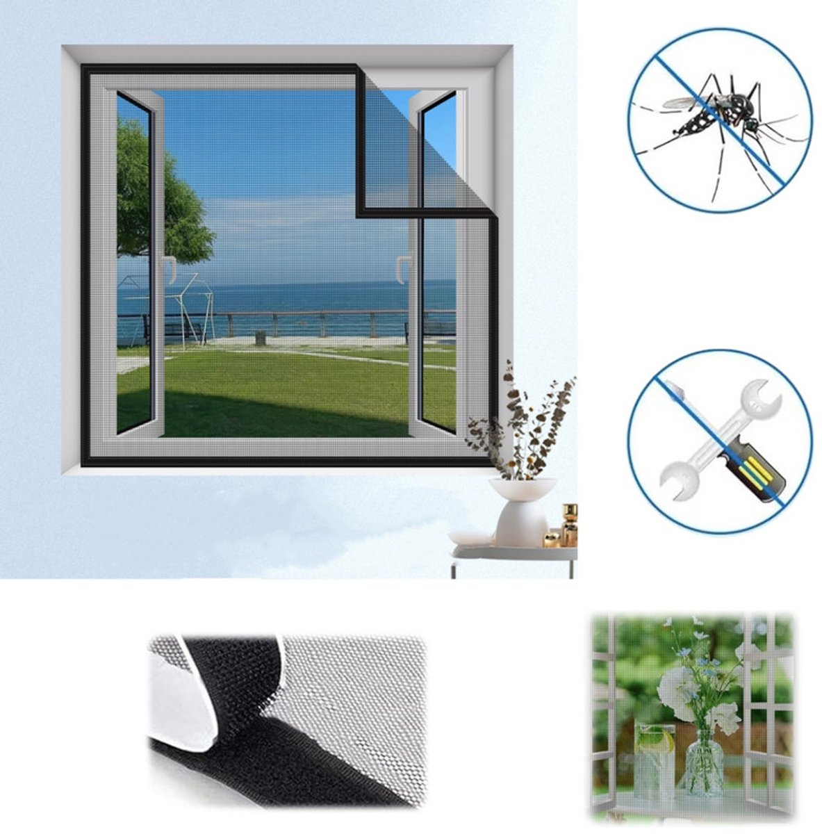 Oprolbare hor – Zelfklevend ontwerp – Hor – Schuifhor – Klittenbandbevestiging (boren niet