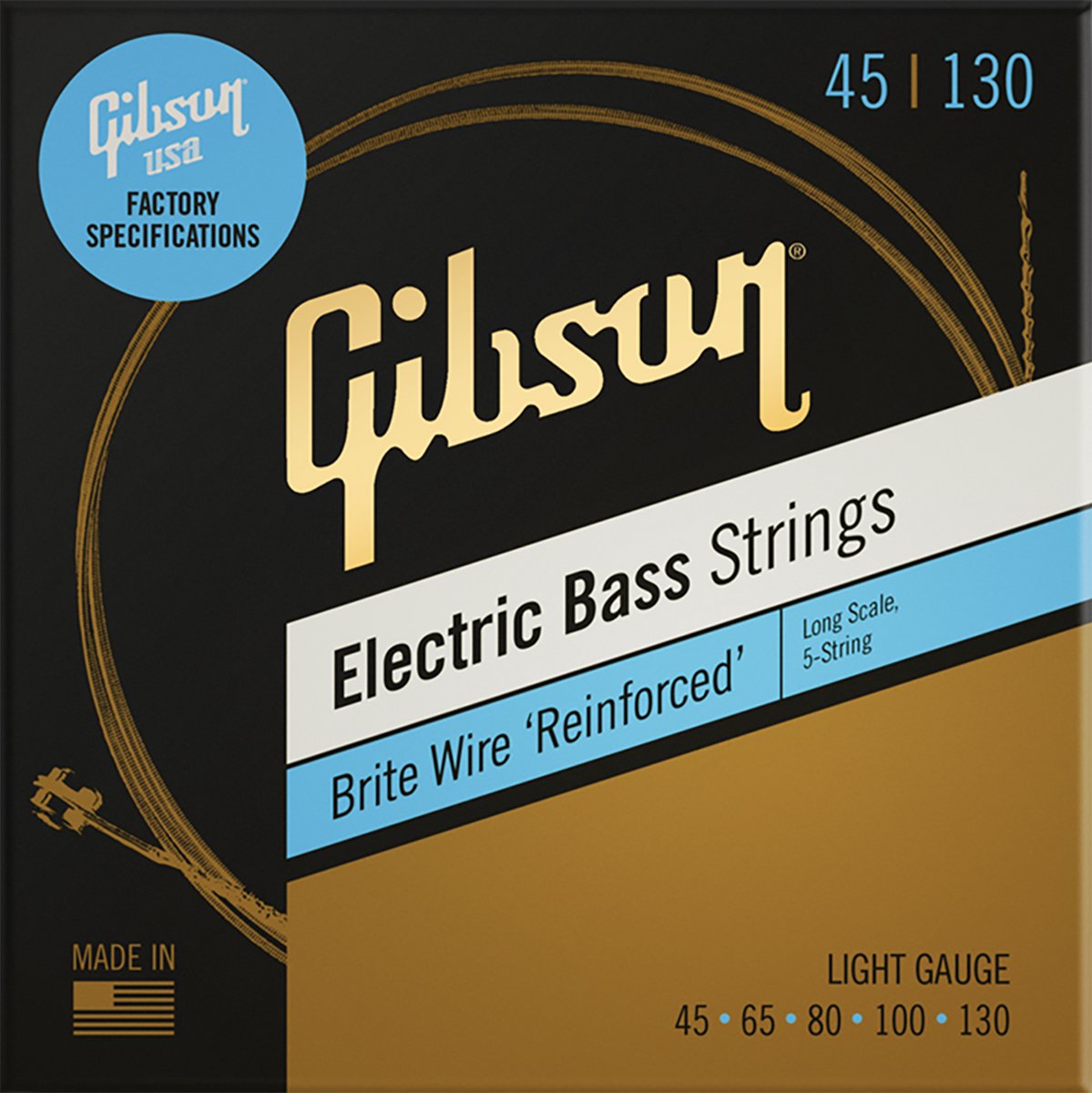 Gibson - Brite Wire - Bassnaren - Roundwound - Long Scale - 5-snarig 0,045 0,130