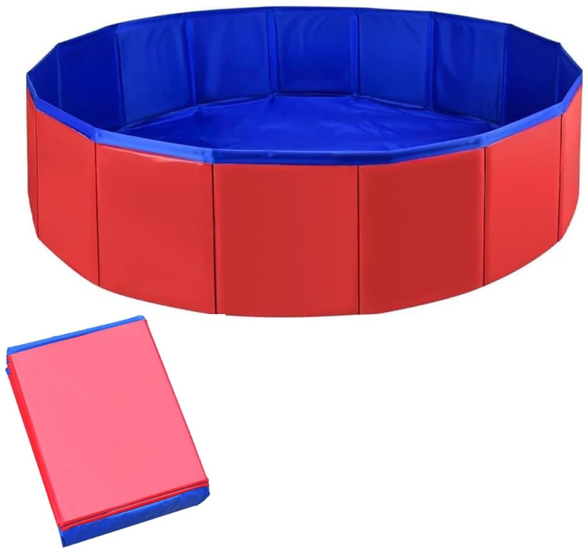 CLGP® Hondenbadje Kattenbadje - Opvouwbaar Zwembadje - Dieren Verzorgen - Rood met blauw