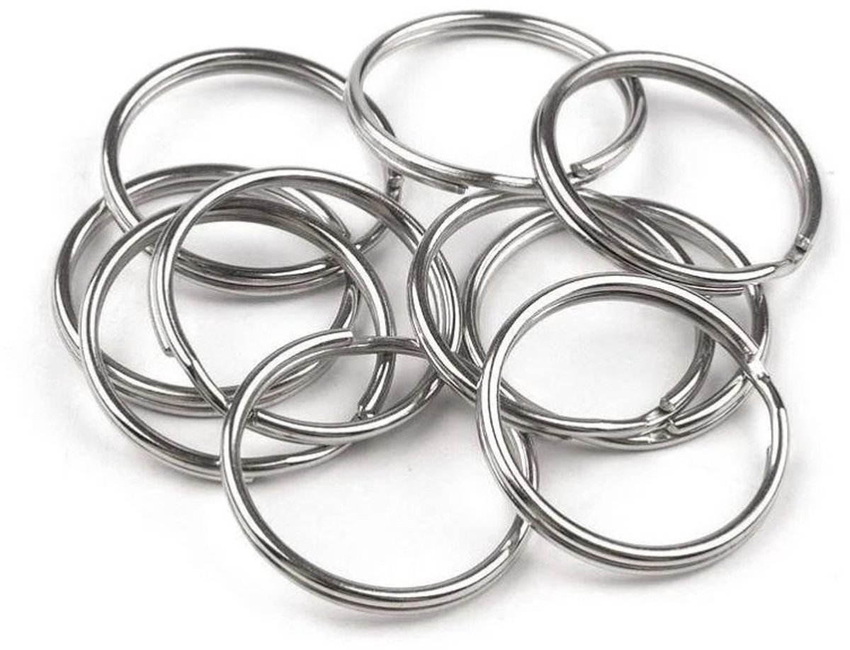 10x Sleutelringen - Sleutel ringen - Sleutelhangerringen - Key rings - Splitringen - 2,5 cm diameter - Zilver - Jonyx