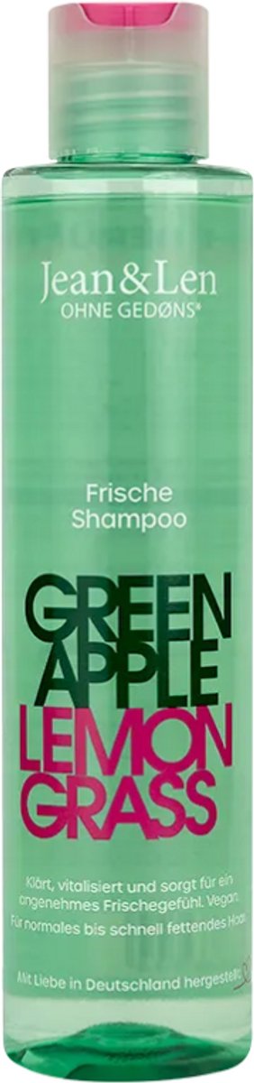 Jean & Len Shampoo met Groene Appel & Citroengras 300 ml - vegan, dierproefvrij, zonder parabenen, zonder siliconen, voor normaal tot vet haar