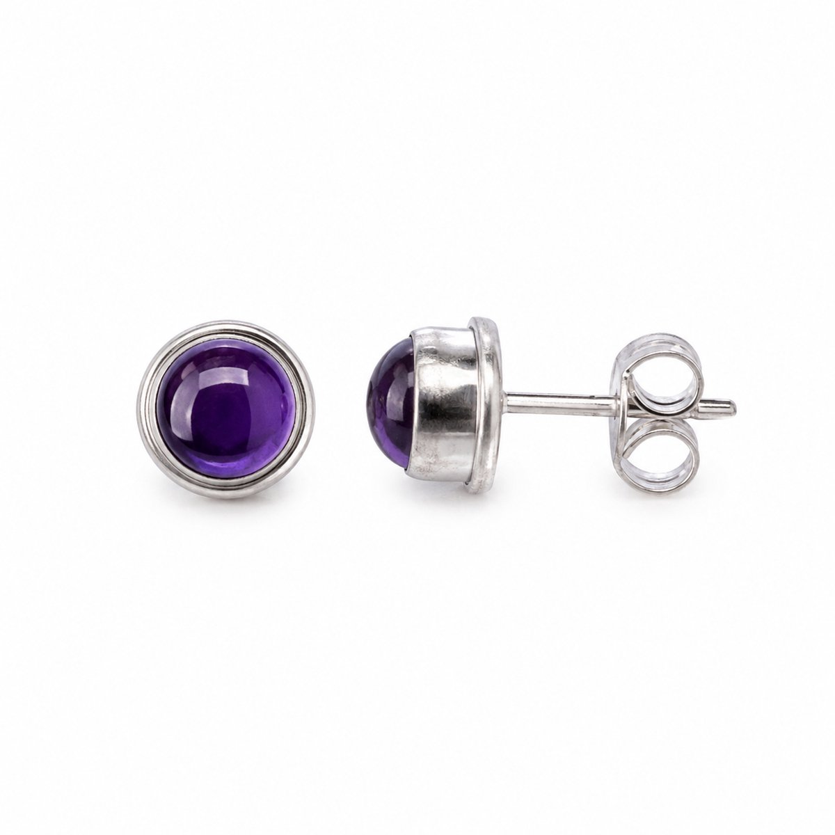 House of Jewels - Amethist Oorbellen l Amethist Oorknoppen - 925 Zilver