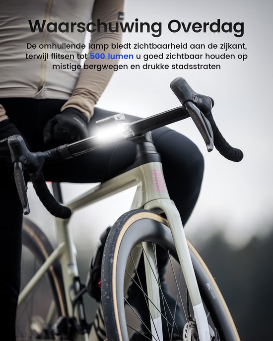 RAVEMEN FR500 500 Lumen Fietskoplamp voor Nachtelijk Fietsen-Compatibel met Garmin/Wahoo Fietscomputers-6 Modi USB-C -Automatisch aan/uit -IPX6 Waterdicht-geschikt voor racefietsen en stadsfietsen — afbeelding 2