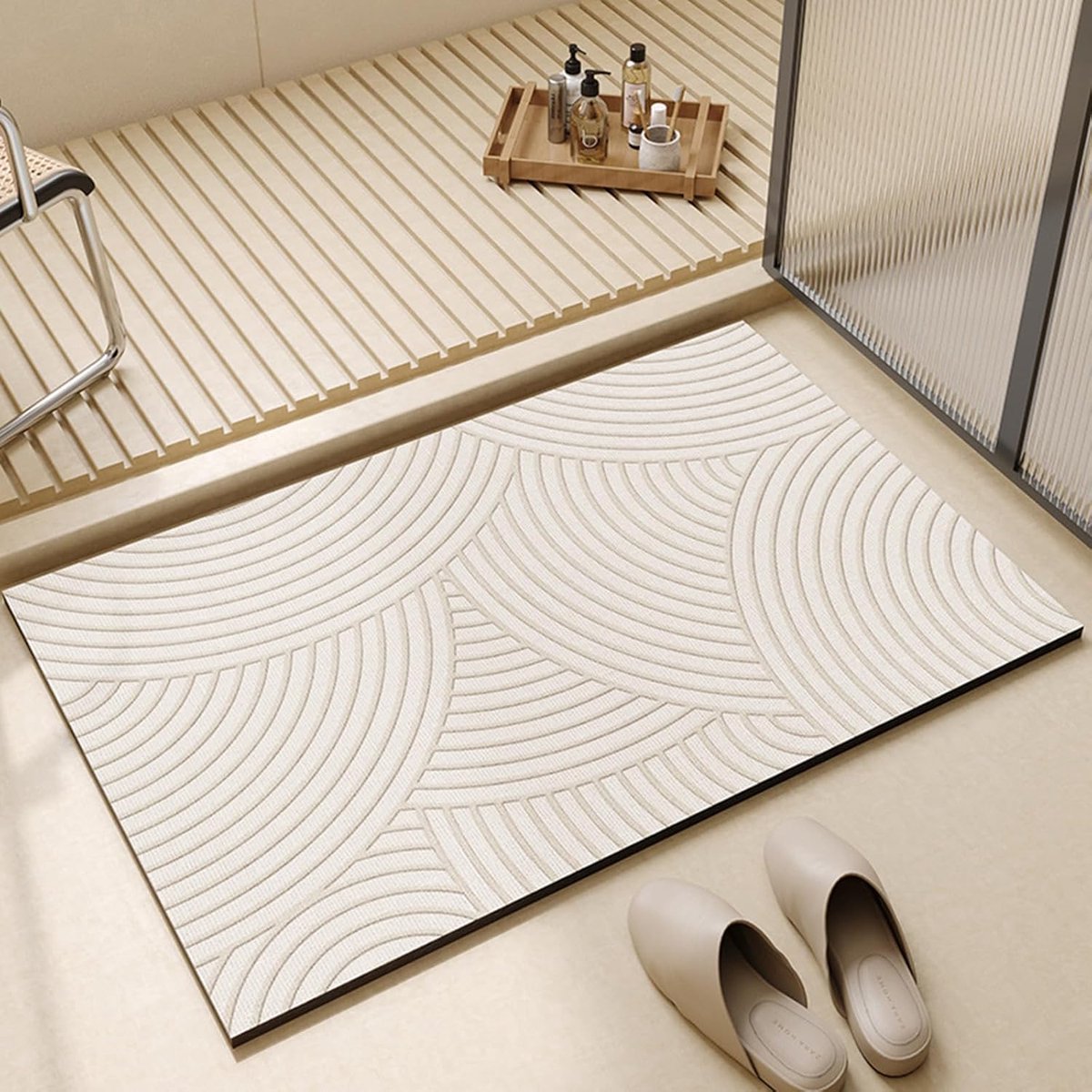Vloermatten - badkamermatten - Diatomeeënaarde Badmat - Antislip - Super Absorberend & Sneldrogend - Beige - Steenlook Badkamermat - Zacht & Duurzaam - 40x60 cm