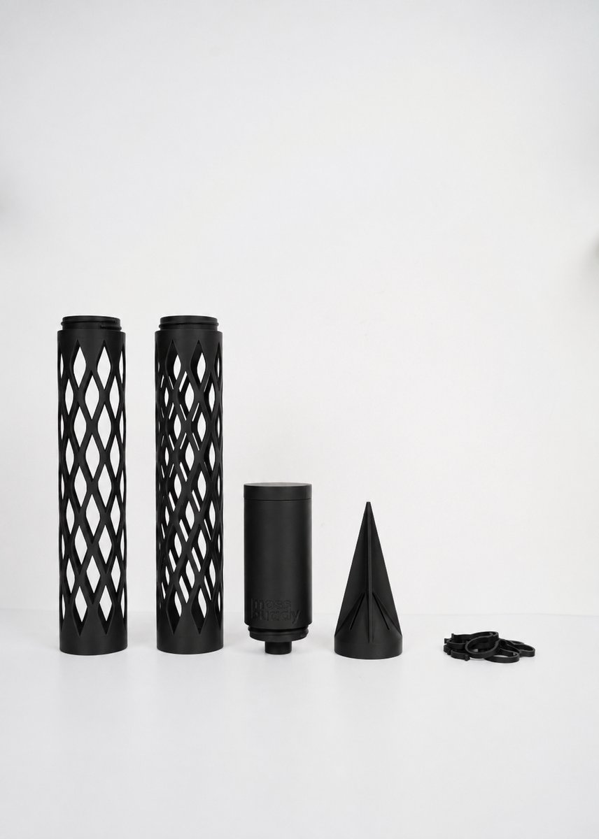 Moss Buddy Zwart modulaire mospaal startset – verstelbare mosstok voor monstera, philodendron en klimplanten – planten ondersteuning met waterreservoir, clips en sphagnum mos systeem