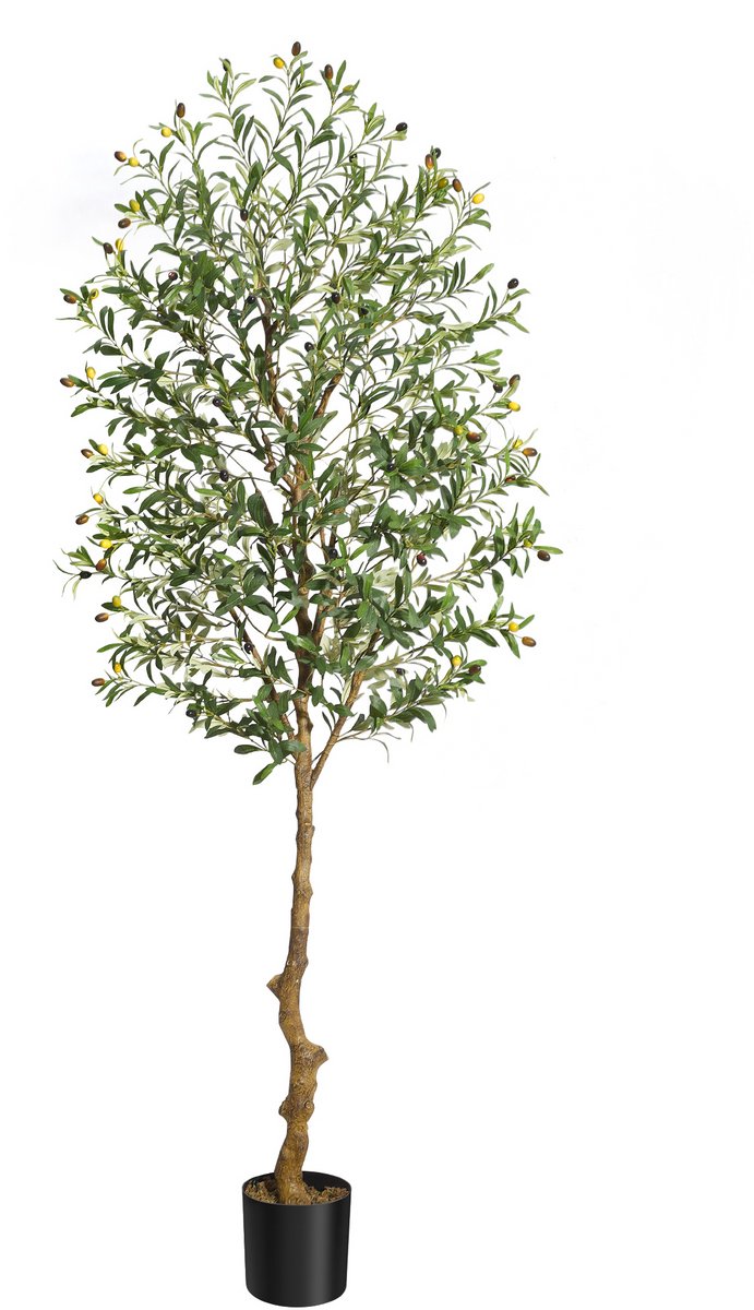 180 cm hoge natuurgetrouwe kunst‑olijfboom in pot, verstelbare takjes, levensechte bladeren en vruchten, decoratieve nep‑boom voor woonkamer, kantoor en terras binnenshuis