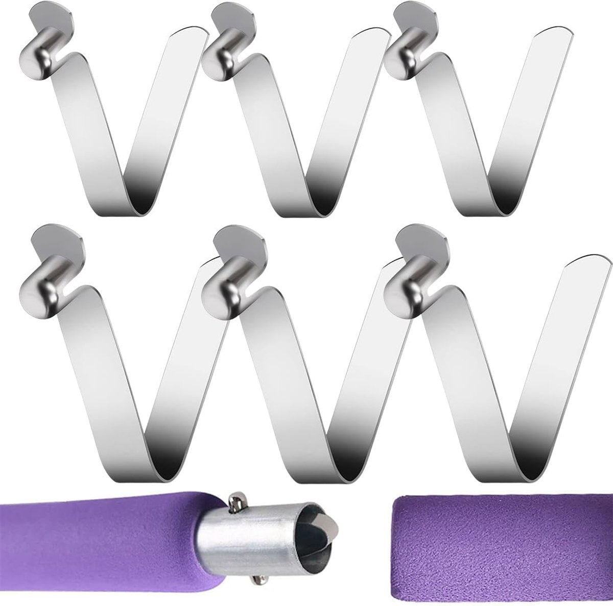 SnelShoppen - Pack van 6 RVS Veerklemmen voor Kayak, Tent, Peddel - Duurzaam, Eenvoudig te Monteren, Camping Accessoires