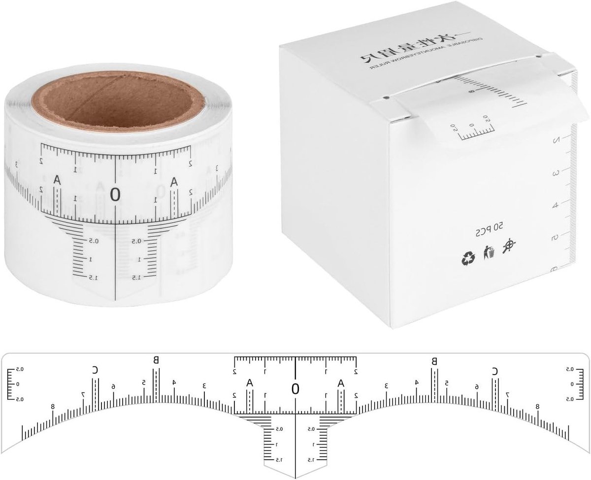 Verpakkingen met Wegwerp Wenkbrauw Sjablonen voor Microblading en Precisie Meten van Wenkbrauwen met Transparante Stickers