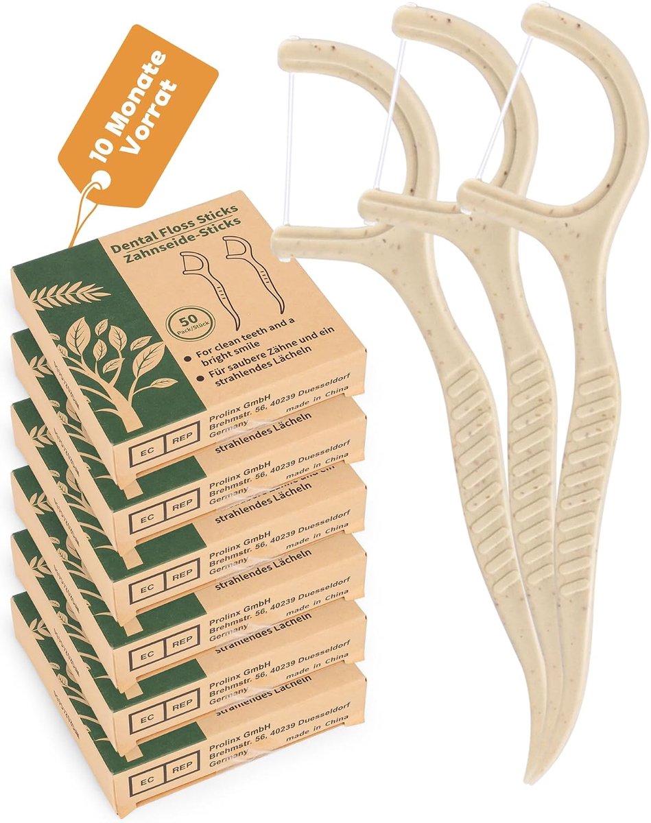 SnelShoppen - 300 stuks duurzame tandfloss picks - Ongewaxte flossticks - Plasticvrije flossticks - Natuurlijke tandenstokers - Composteerbaar - Tandh