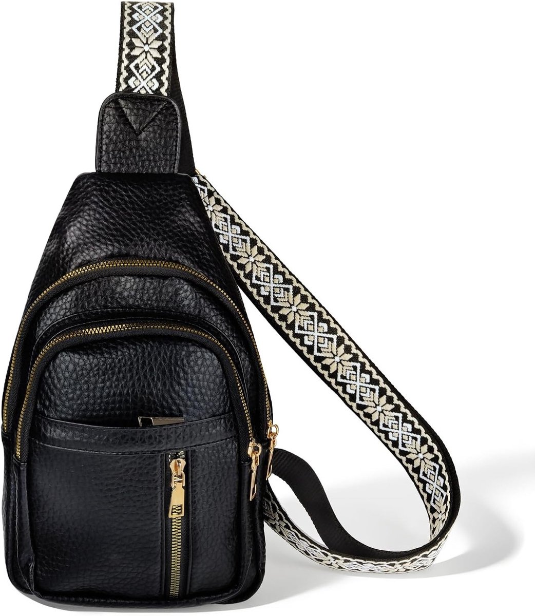 Stijlvolle crossbody tas voor vrouwen, lederen schoudertas voor dagelijks gebruik, ideaal voor reizen en wandelen, zwart
