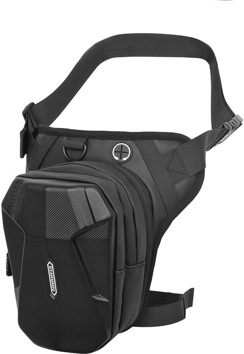 SnelShoppen - Leg Pocket met Verstelbare Band voor Mannen en Vrouwen, Draagtas voor Sport, Fietsen, Motoren, Zwart, Waterafstotend, Lichtgewicht, Casu