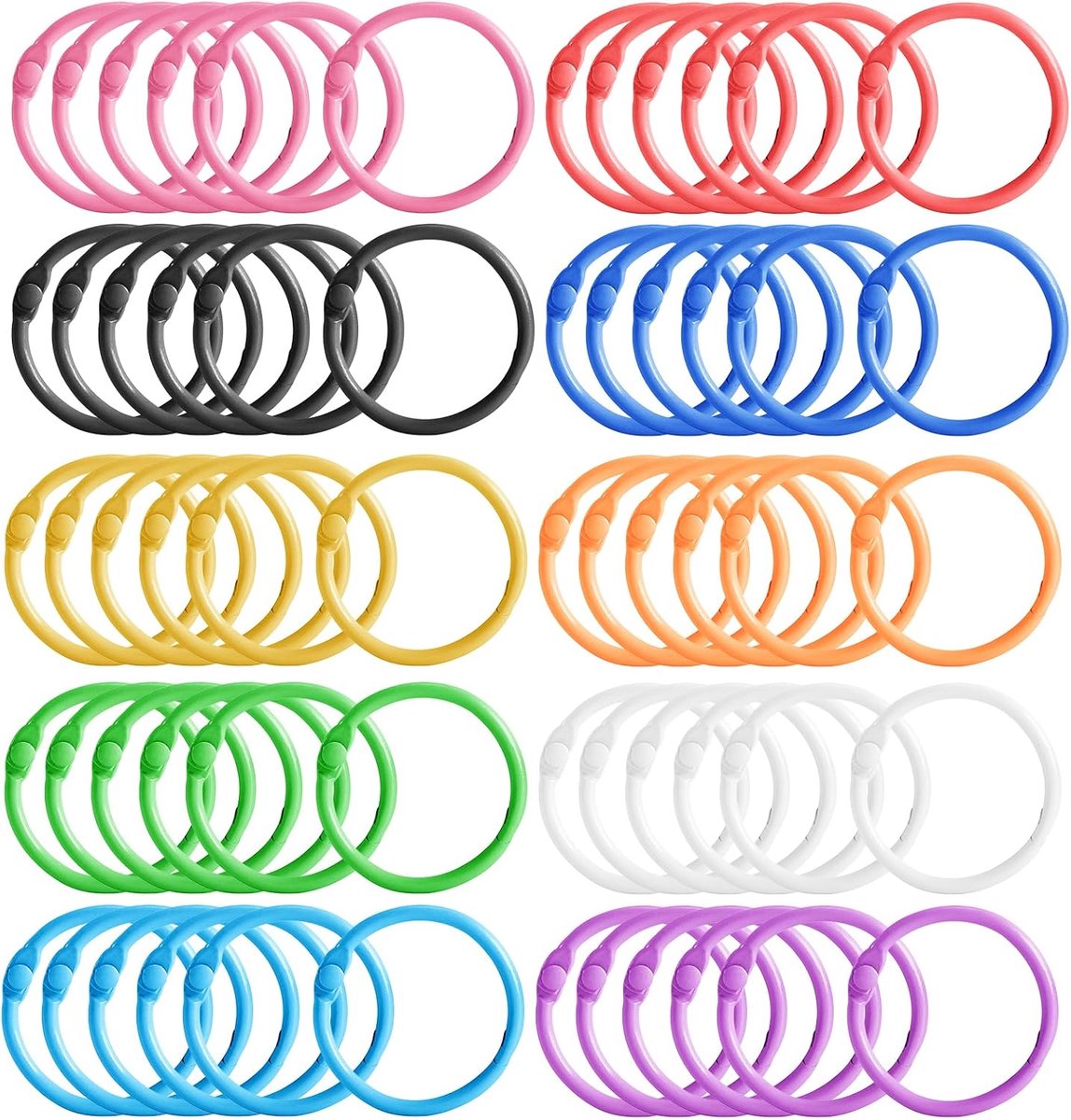 SnelShoppen - 60 Kleurige Boekringen - Metaal - 30 mm Buiten Diameter, 25 mm Binnen Diameter - Perfect voor Scrapbooking, Fotoalbums, Ringbinders, Cre