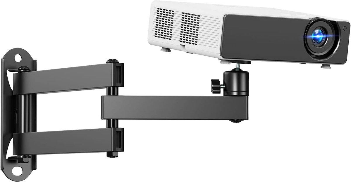 SnelShoppen - Universele Projector Wandbeugel - Vouwbare 360° Rotatie Projector Beugel voor Home Cinema, Gaming, Kantoor - Voor M4 M6 Schroeven