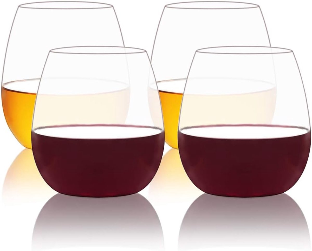 SnelShoppen - Water Juice Glazen, Schokbestendige Tritan Plastic Drinkbekers, Geschikt voor Wijn en Whisky, Vaatwasserbestendig, Set van 4, 18 oz, Per