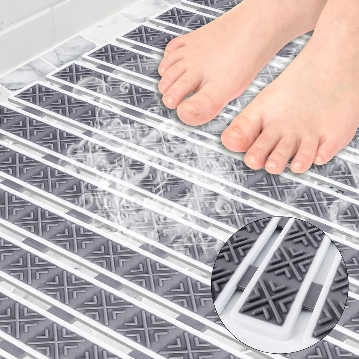 SnelShoppen - Antislip Douchemat 70 x 40 cm met Zuignappen - BPA Vrij en Schimmelbestendig - Ideaal voor Senioren, Volwassenen en Kinderen