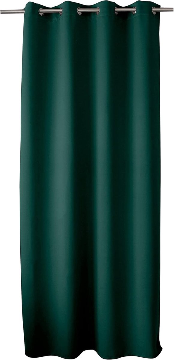 SnelShoppen - Blackout Gordijn Donkergroen 140x240 cm met Zilveren Oogjes, 100% Polyester, Oeko-Tex Gecertificeerd, Ideaal voor Woonkamer, Slaapkamer,