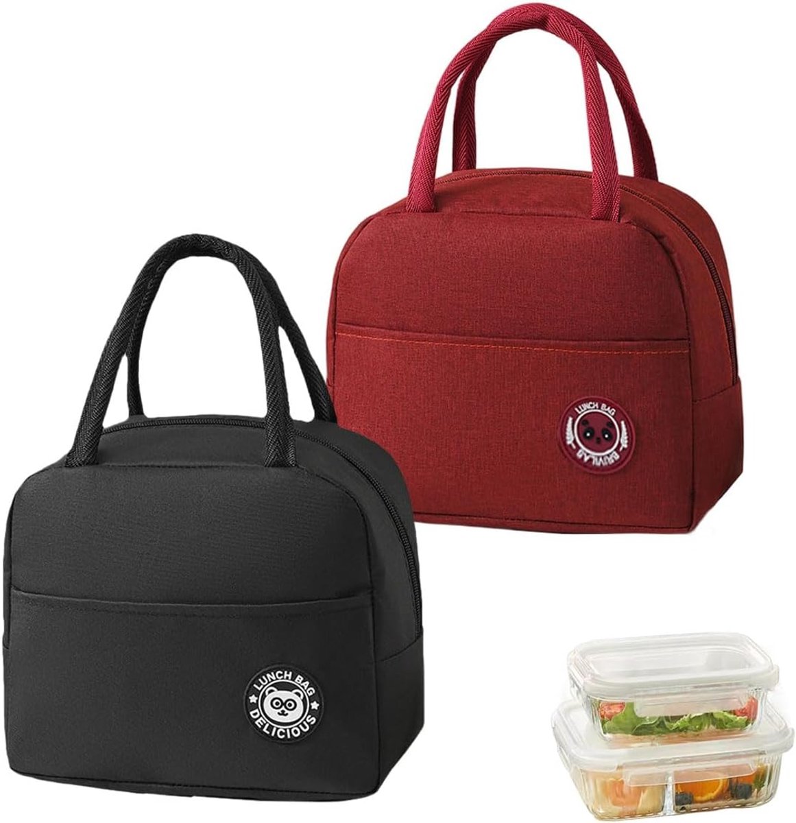 SnelShoppen - 2 Pcs Insulated Lunch Bags - 6L Thermal Picnic Bags - Mini Cooler Bag met Isolerende Aluminium Folie - Waterdichte Lunch Tas - Vouwbare
