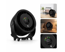 USB-luchtbevochtiger met ventilator, 4000mAh-batterij, 100 instelbare snelheden, LED-display, stille werking op bureau of aan de muur, Geschikt voor kantoren en slaapkamers.