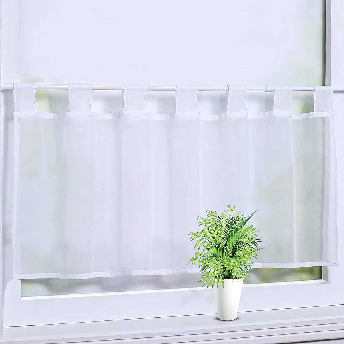 SnelShoppen - Net Curtains Bistro Curtain - Semi-Transparante Keuken Gordijnen - Korte Privacy Gordijnen 45x90cm - Duran Polyester - Lichtdoorlatend -