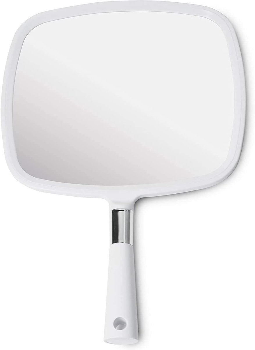 SnelShoppen - Grote Handspiegel met Handvat - 9x8 Inch Reflector voor Haarstijl, Make-up, Kappers en Salons - Ergonomisch Ontwerp met Comfortabele Gri