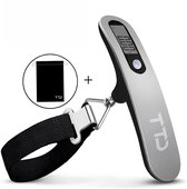 TTD® Kofferweegschaal met Travel Bag- Weegcapaciteit 50 kg - Bagageweegschaal - Bagageweger - Hangweegschaal - Digital Luggage Scale - Kofferweger - Reizen met Vliegtuig - kg/g/lbs/oz - Inclusief Batterijen - Zwart