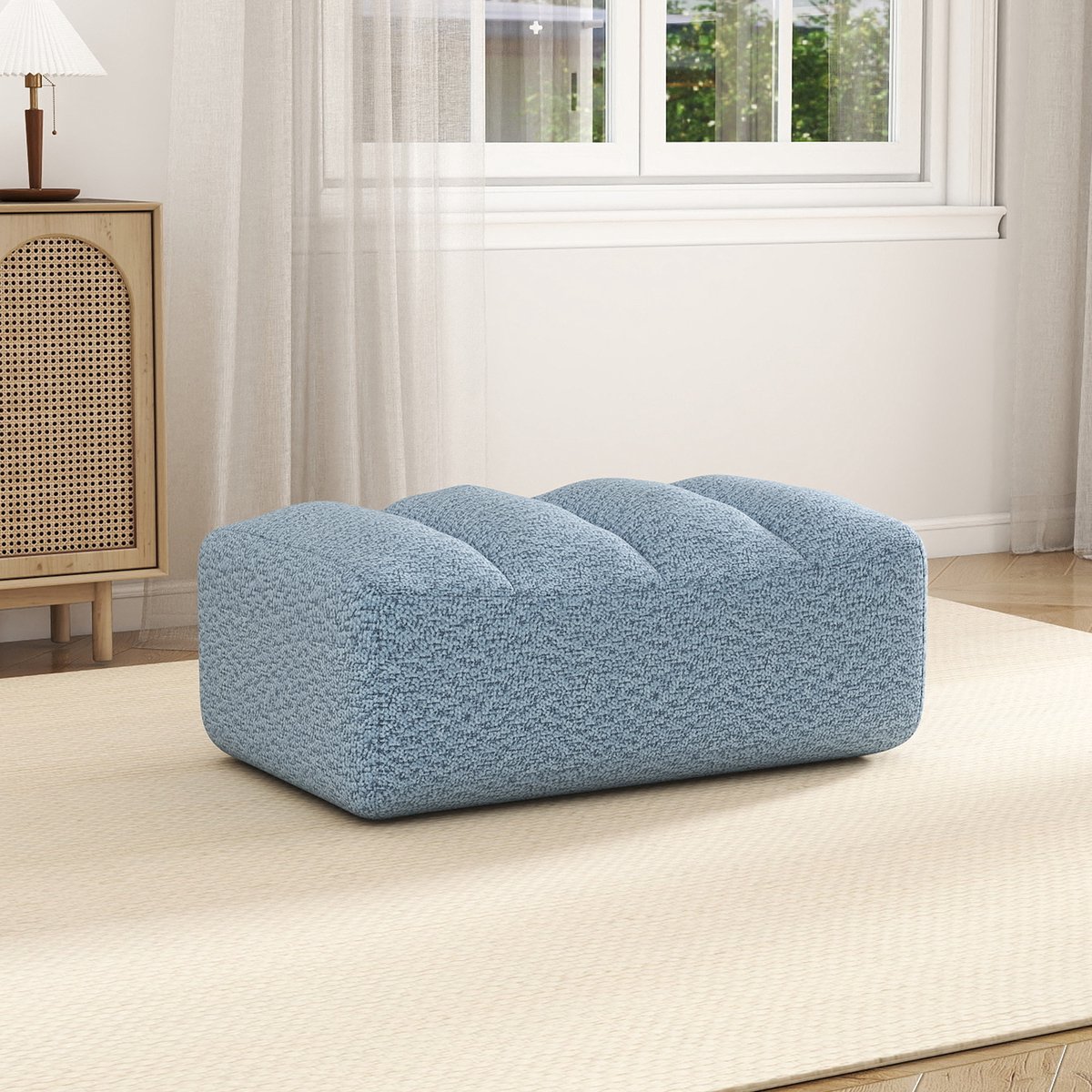 OKWISH Voetenbankje – Ergonomisch Comfort – 104 x 61 x 45 cm – Stof – Blauw – Voor Binnen In Woonkamer Of Appartement – Modulair