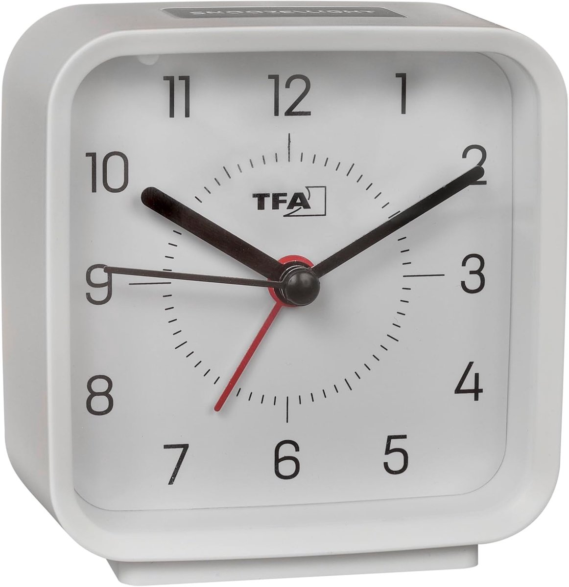 SnelShoppen - Analoge Wecker Klok, Batterij Aangedreven Quartz Klok, Geen Tikkende Geluid, Met Snooze Functie, Achtergrondverlichting, Wit/Grey, Voor