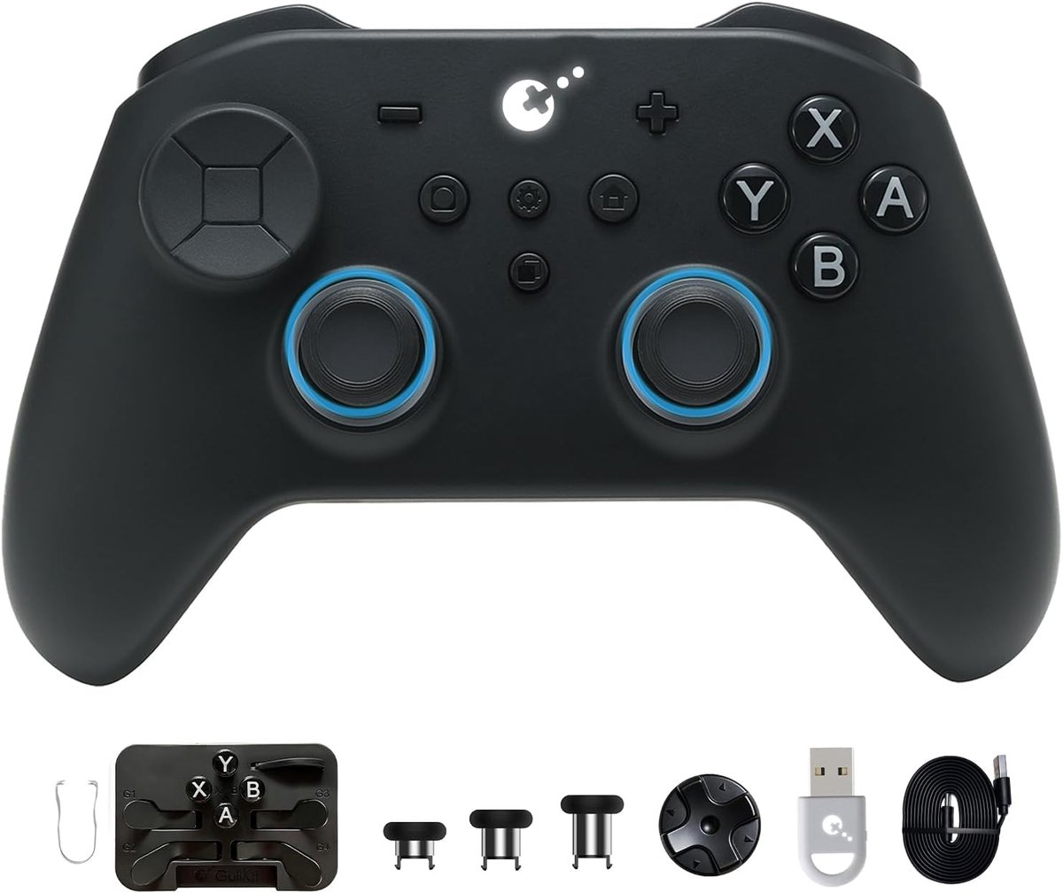 SnelShoppen - Draadloze Game Controller voor Switch/PC/Android/iOS - Bluetooth, Anti-Drift 720° Joysticks, Tension-Adjustable, Zwart - Gaming Accessoi