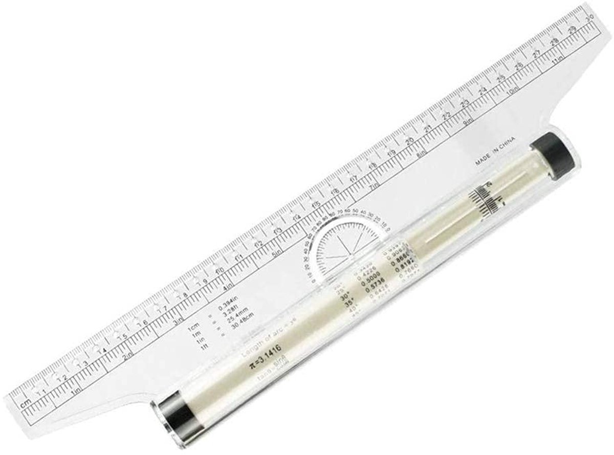 SnelShoppen - Multifunctionele Roller Ruler 30 cm, Aluminium Roller, Transparante Parallelle Lijnen, Universele Tekenhulpmiddel voor School en Kantoor