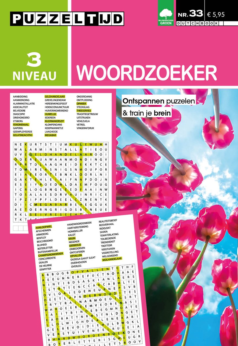 Puzzeltijd Woordzoeker Puzzelboek – Niveau 3 Sterren – 96 Pagina’s