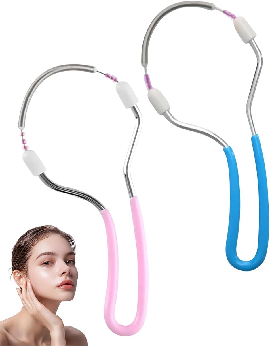 SnelShoppen - 2 Stuks Epilator voor Dames met Handveer - Nauwkeurig en Zacht voor Bovenlip, Kin en Wangen - Hoogwaardig Roestvrij Staal en Kunststof -