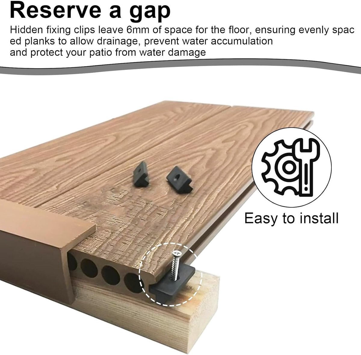 SnelShoppen - 200 Stuks 6 mm Plastic Composite Verborgen T Clips voor Terras en Balkon - Hoogwaardige PP en PE Bevestigingsclips - Duurzaam en Robuust